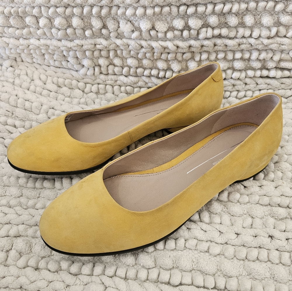 Yellow Suede Ballet Flats - Women